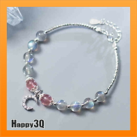 s925銀月光石拉長石手鏈女鑲鑽串珠水晶手串飾品-星星/月亮【AAA5008】
