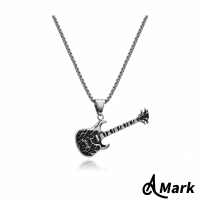 【A MARK】白鋼項鍊 吉他項鍊/潮流金屬狂野電吉他造型白鋼項鍊(2色任選)