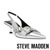 STEVE MADDEN-STEPBACK 扣帶尖頭前包涼鞋-銀色
