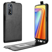 R2151 Case for Oppo Realme 7 (6.5in) 2020 NFC Cover Down Open Style Flip Leather Thick Solid Card Slot Black RMX2155 Realme7