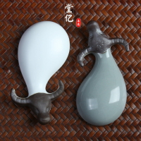 茶寵精品紫砂茶盤擺件可養茶玩汝窯牛創意迷你小牛哥養開片小樣牛