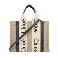 Chloe Woody tote bag 新款帆布兩用托特包(小號/海軍藍)