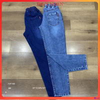 Quần jean baggy nữ, Quần baggy nữ lưng thun co giãn chất jean dày đẹp co dãn mạnh THUYNHIEN COTO