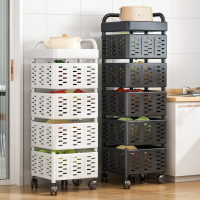 置物櫃 置物架 免安裝旋轉置物架廚房專用落地多層可移動蔬菜架家用菜籃子收納架