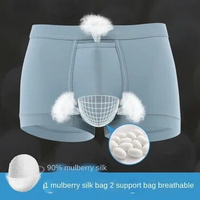 Thermal Men's Boxers Testicle Bag Underwear for Sex Men's Mulberry Silk Breathable Separation Up or Down Panties Mens Sexy Short