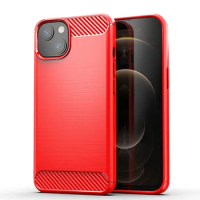 For Apple iPhone 13 Silicone Case Carbon Fiber Rubber Back Cover for iphone13 Full Protection Soft Smart Phone Cases
