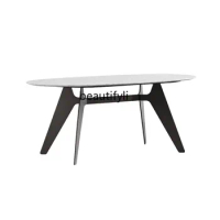 Marble Dining-Table Household Modern Simple Small Apartment round Dining Table Nordic I Light Luxury