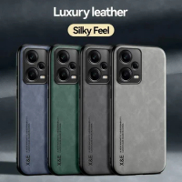 Luxury Sheepskin Leather Case For Poco F5 F4 F3 Pro X5 X4 X3 Magnetic Cover For Poco M5 M4 Pro Shockproof Matte Texture Cases