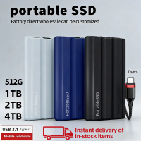 SSD แบบพกพาความจุสูง 512GB/1TB/2TB/4TB ทำงานเงียบ สำหรับการใช้งานบนมือถือ มาพร้อมสายเคเบิล USB 3.1 T