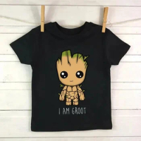 Children Shirt Kids I Am Groot Bady Anime Groot Movie Tops Cute T Shirt Harajuku Graphic Boys Girls Tee Baby Cotton Short Sleeve