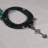 8mm blue tiger eye beads Mala Buddhist 108 prayer beads mala blessed mala Genuine blue cat eye buddhist prayer beads
