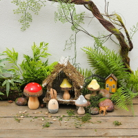 植物盆栽苔蘚微景觀工藝品實木仿真小蘑菇兒童玩具飼養箱裝飾擺件