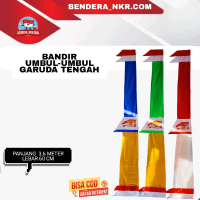 Bandir Umbul-umbul Besar Merah Putih Garuda Tengah Kualitas Tinggi Bahan Satin Peles Kahatex Grade A