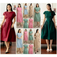 ‼️ READY ¤ BEST SELLER ‼️ SHELICIOUSROOM PREMIUM LOKAL ¤ VYPER PLAIN POPLIN MIDI DRESS | VINTAGE PLA