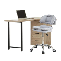 【AT HOME】書桌椅組-4尺梧桐色三抽收納書桌+升降椅 現代簡約(哈佛)