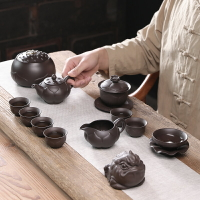 紫砂功夫茶具套裝陶瓷簡約家用辦公室會客茶壺蓋碗茶杯整套泡茶器