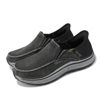 【SKECHERS】休閒鞋 Remaxed-Fenick Slip-Ins 男鞋 黑 灰 套入式 緩衝 懶人鞋 健走鞋(204839-BLK)