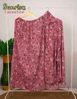 Mukena Motif Lengan Jumbo Bublecrepe / Mukena Dewasa Buble Motif Crepe Murah Sunrise carnation