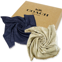 COACH 經典LOGO棉混莫代爾絲巾方巾圍巾禮盒(多款供選)