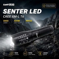 Senter LED TaffLED CREE XM-L T6 5000 Lumens Zoom Tactical 5 Mode 26650 18650 AAA Camping Outdoor E97