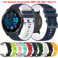 Silicone Watch Band For Garmin Forerunner 965 745 265 255 Music Watch Strap Venu 3 2 Vivoactive 4 22mm Replacement Watchband