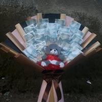 Buket uang kosongan 10-20 slot dan buket kosong untuk snack, tambahan boneka
