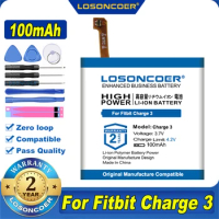 100% Original LOSONCOER 100mAh Battery For Fitbit Charge 3 Batteries