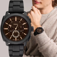 【FOSSIL】Machine 簡約工業風三眼計時手錶-44mm 禮物 送禮 推薦(FS6097)