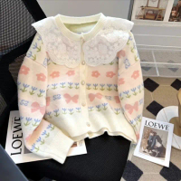 Cardigan Harumi Lace Collar Knit Import
