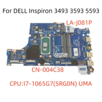 LA-J081P For DELL Inspiron 3493 3593 5493 5593 Laptop Motherboard CPU I7-1065G7 SRG0N DDR4 CN-004C38 100% Tested OK