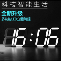 智能3D立體造型LED數字掛鐘 靜音電子夜光鬧鐘 科技時尚感數字顯示 復古工業風(新款斜體)