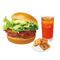 【MOS 摩斯漢堡】C153蜜汁烤雞堡+方塊薯餅x3+冰紅茶L(好禮即享券)