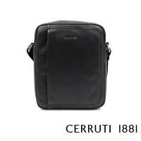 【Cerruti 1881】限量2折 義大利頂級小牛皮肩背包斜背包 全新專櫃展示品(黑色 CEBO06577M)