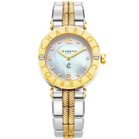 【CHARRIOL 夏利豪】St-Tropez 珍珠貝面鑽石女錶 手錶-36mm 520禮物 送禮(CR36SY921003)