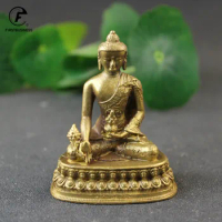 Antique Copper Amitabha Buddha Small Statue Desktop Ornaments Buddhism Character Figurines Home Decoration For Living Room Craft