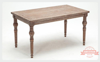 美式復古實木桌子 餐桌組合做舊拉絲橡木餐桌法式餐廳簡約長方桌