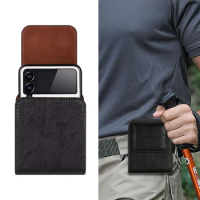 For Samsung Galaxy Z Flip5 Flip4 Flip3 Flip2 5G Belt Clip Holster Case Cover Leather Waist Bag For Motorola Razr 40 Phone Bag