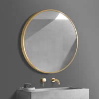 【限時優惠】鋁合金浴室鏡衛生間化妝鏡廁所粘貼免打孔圓鏡子洗手間壁掛梳妝鏡