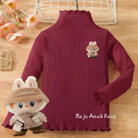 Atasan LABUBU Lengan Panjang Anak Perempuan 1-6 Tahun Baju Anak Perempuan Korea Style