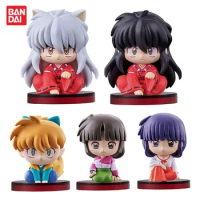 Bandai Anime Gashapon Inuyasha Figures Sango Shippou Kikyo Sitting Doll Action Figure Model Kids Toy