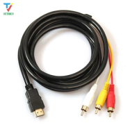 100pcs/lot 1.5M 1080P HDMI to 3 RCA Cable HDMI to AV Male Adapter Audio Video Cable for DVD HDTV STB hdmi to 3RCA cable cheap