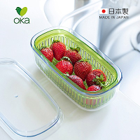 日本OKA Vegi mage日製透明雙層瀝水保鮮盒-小-2色可選
