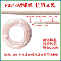 Cáp mạ bạc RG316, chịu nhiệt độ cao, cáp đồng trục RF tần số cao, cáp cấp nguồn RG316 50-1,5, 50 Ohm