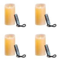 4X LED Candles, Flickering Flameless Candles, Rechargeable Candle, Real Wax Candles With Remote Control,12.5Cm A
