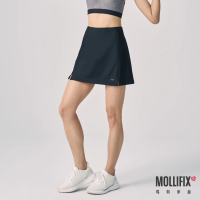 【Mollifix 瑪莉菲絲】抗菌雙層運動褲裙、短裙、瑜珈服(黑)