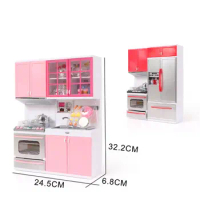 Tableware Baby Girl Pretend Play Kitchen Toys Cooking Tool Mini Dolls Dinner Stove Washing Fridge Toy Christmas gift Simulation