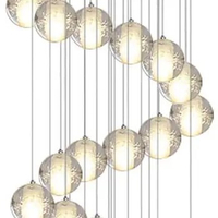 Chandelier Modern Pendant Light LED Raindrop Ceiling Light Crystal Ball Lighting Fixture 36 Lights for Staircase Living Room