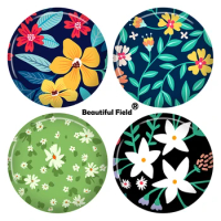 10mm 12mm 25mm 14mm 16mm 18mm 20mm 30mm Photo Pattern Round Glass Cabochons Colorful Beautiful Flowers WTZ030