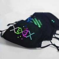 New LED RGB Bluetooth Programmable Big Screen Scrolling Text Face mask, built-in battery dustproof cotton mask for party travel
