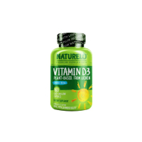 NATURELO, Vitamin D3, Plant-Based from Lichen, 62.5 mcg (2,500 IU), 180 Easy Swallow Capsules By NAT